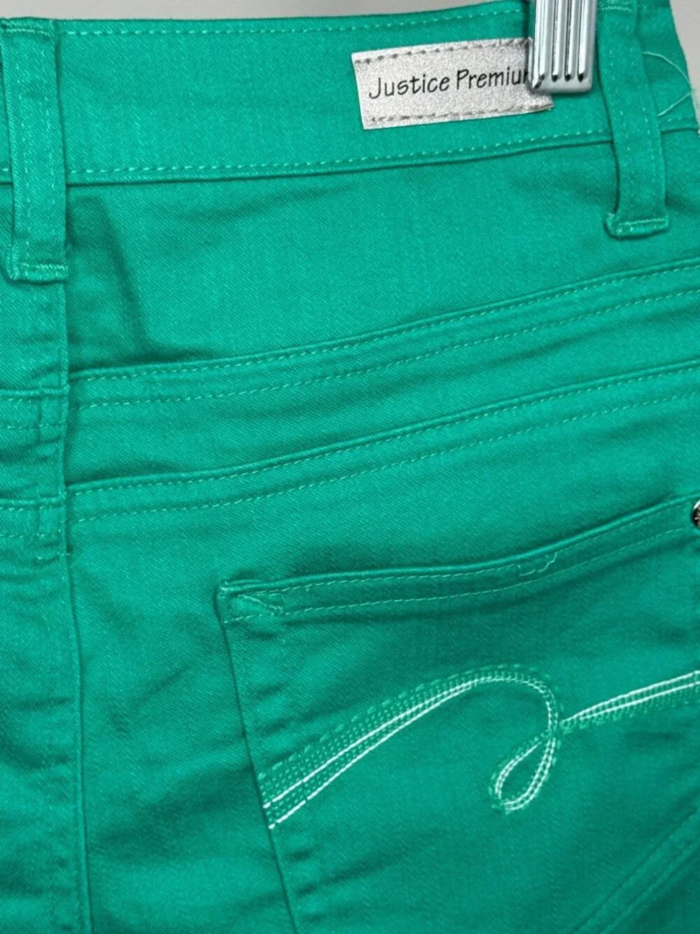 Justice Premium Green Stretch Denim Shorts Girls 14R
